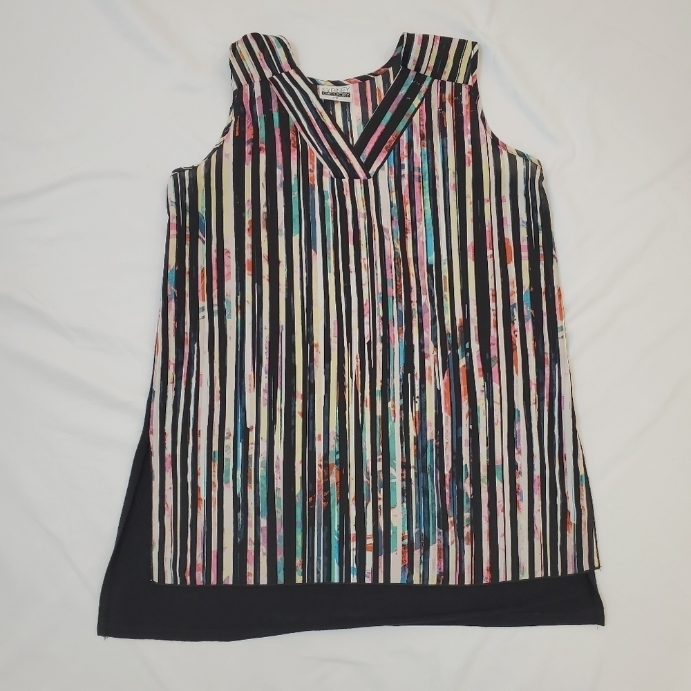 Sydney Gregory Striped multicolored V-neck Tunic Top Size small - Picture 1 of 5